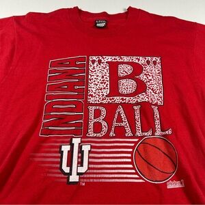 Rare Vintage 80s Single Stitch Indiana Hoosiers NCAA Basketball Shirt XL Alpha 1